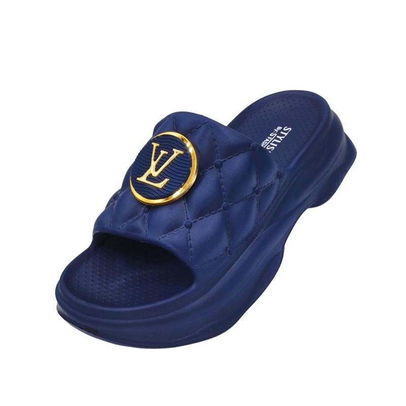 Gold LV-Style Luxury-Inspired Quilted Slides for Girls & Ladies W-SLP 003