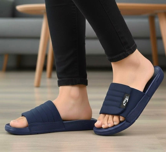 Adjustable Blue Slides | Soft Cushion Comfort & Non-Slip Water Resistant Slippers for Men