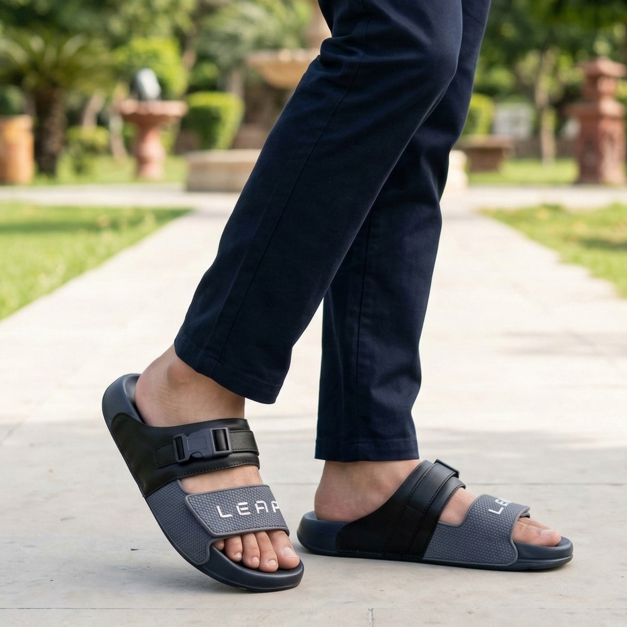 LEAP Soft Medicated Slippers - Grey | Non-Slip, Water Resistant Comfort Slides