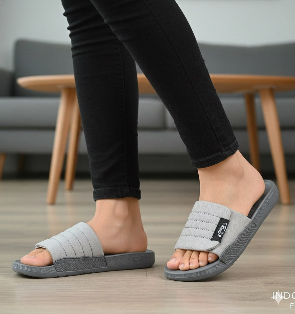Adjustable White Slides | Stylish Soft Cushion Anti-Slip Water Resistant Slippers