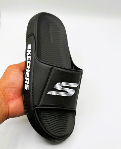 Men’s Black Soft Slippers – Lightweight, Water-Resistant & Skechers Inspired | IndoorSteps