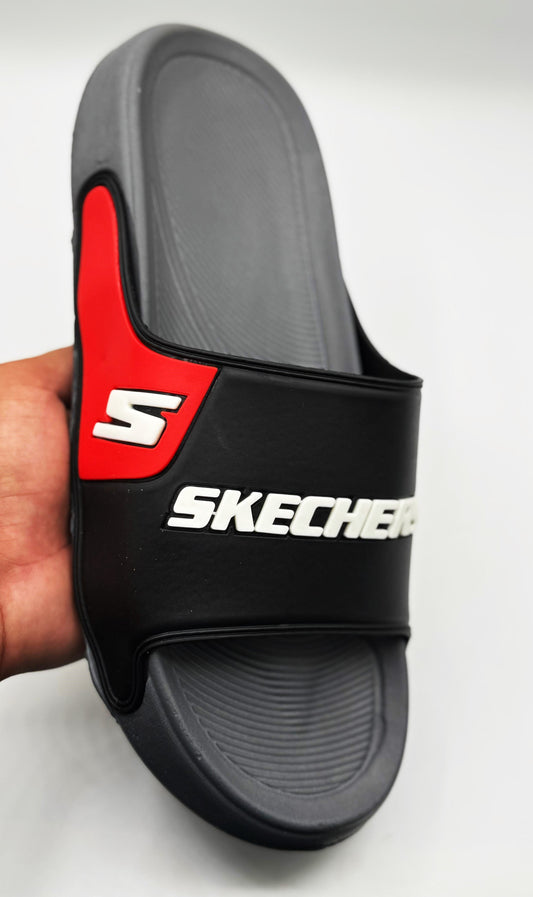 Men’s skeachers Black Slippers – Full Medicated Sole with Rubber Upper | Indoor & Outdoor Use