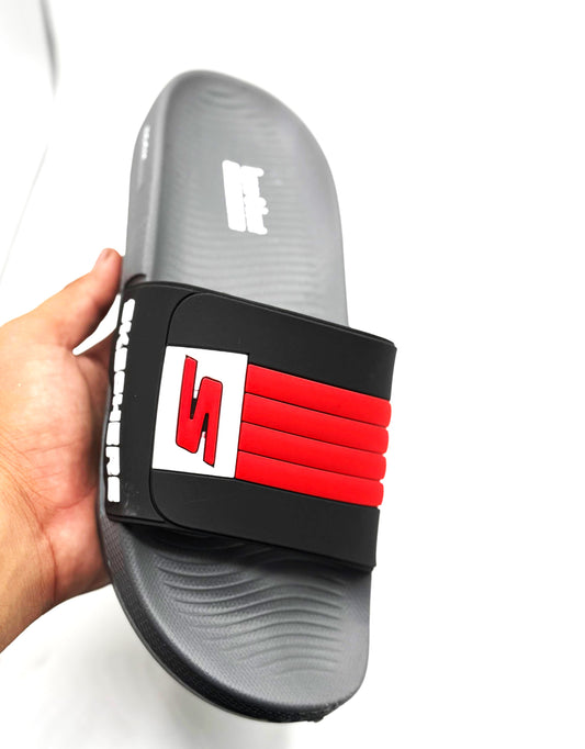 Men’s Red & Black Soft Slide Slippers – Water Resistant | Non-Slip | Comfortable Indoor Outdoor Wear