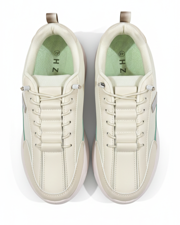 Imported Skin Brown Lightweight Non-Slip Shoes with Elastic Laces