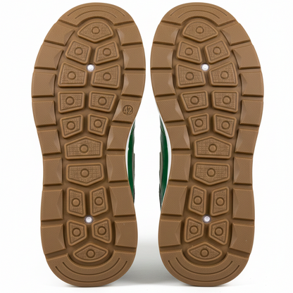 Imported Skin Brown Lightweight Non-Slip Shoes with Elastic Laces