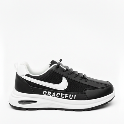 Imported Black Lightweight Non-Slip Shoes with Elastic Laces