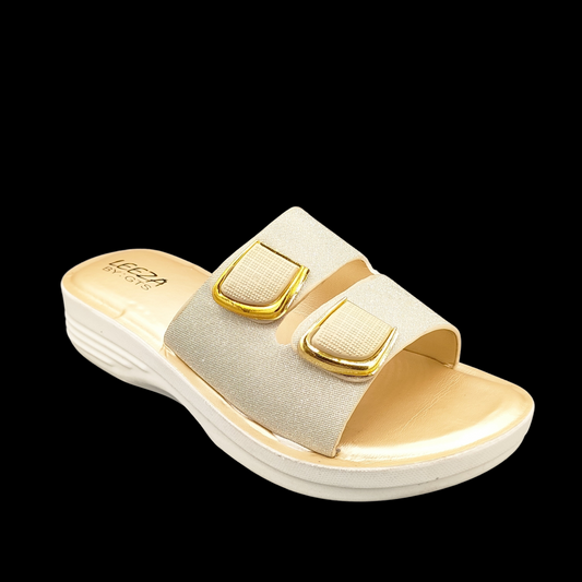 Women's Goldan Slippers – Elegant Double Buckle Design | Premium Comfort Footwear InDoor Steps Footwear
