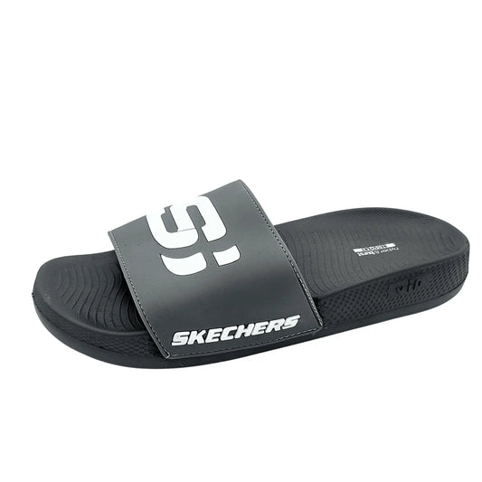 SKECHERS-Inspired Men’s Comfort salpper/Slides – Cushioned Slip-On Sandals with Soft Footbed Mens slippers Indoor Steps 7 Gray 